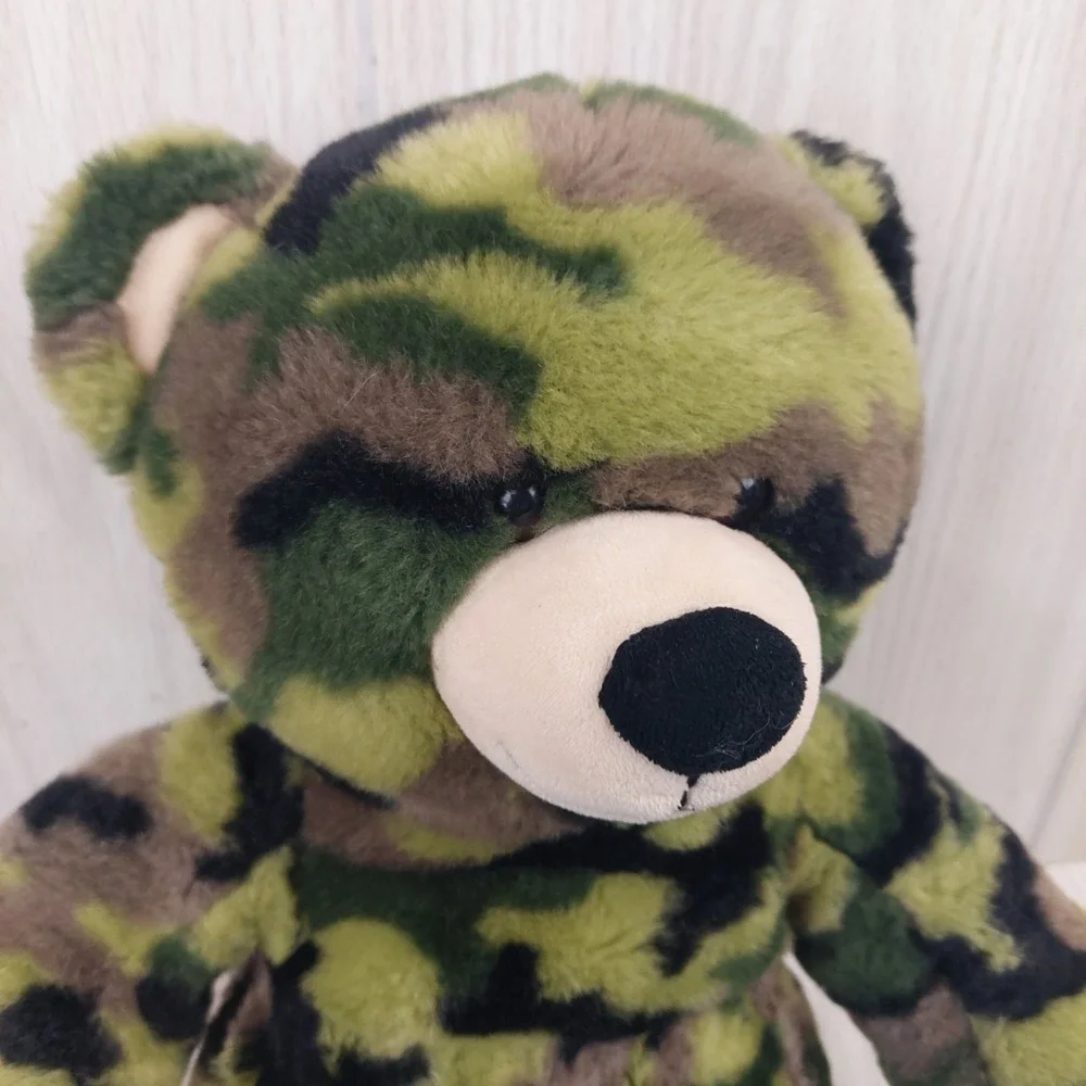 Build-A-Bear‎ Camouflage Teddy Bear Plush Unisex 17in Green Brown Woodland Camo